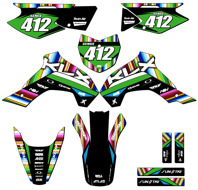 2019-2020 KLX 140 SERAPE Black Senge Graphics Kit Compatible with Kawasaki - Picture 8 of 10