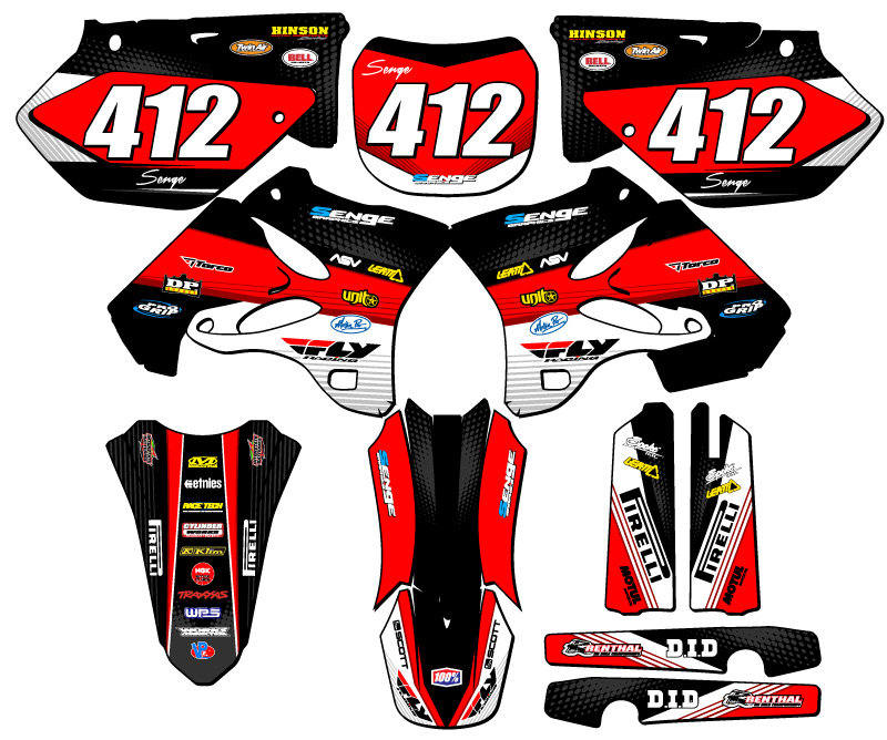 2002-2004 YZ 125 RICOCHET Black Senge Graphics Kit Compatible with Yamaha - Picture 8 of 10