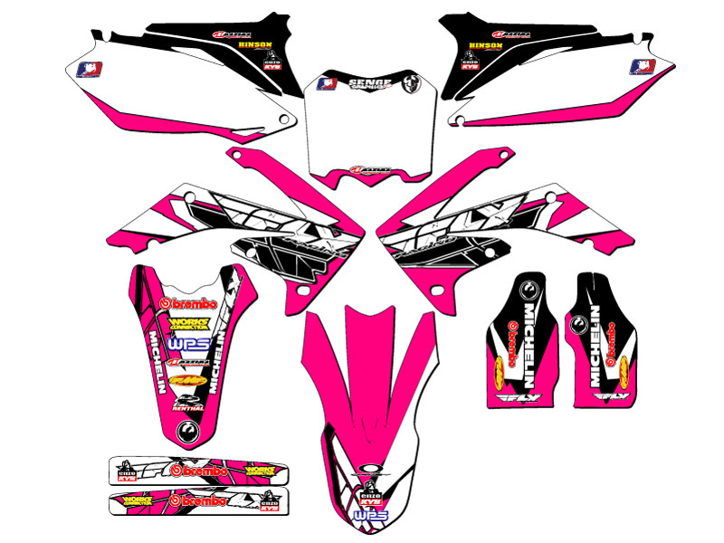 2010-2013 CRF 250 R 13 FLY Pink Senge kit de gráficos compatible con Honda - Imagen 5 de 10
