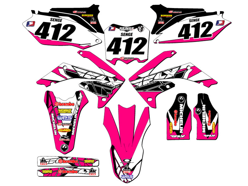 2010-2013 CRF 250 R 13 FLY Pink Senge kit de gráficos compatible con Honda - Imagen 8 de 10