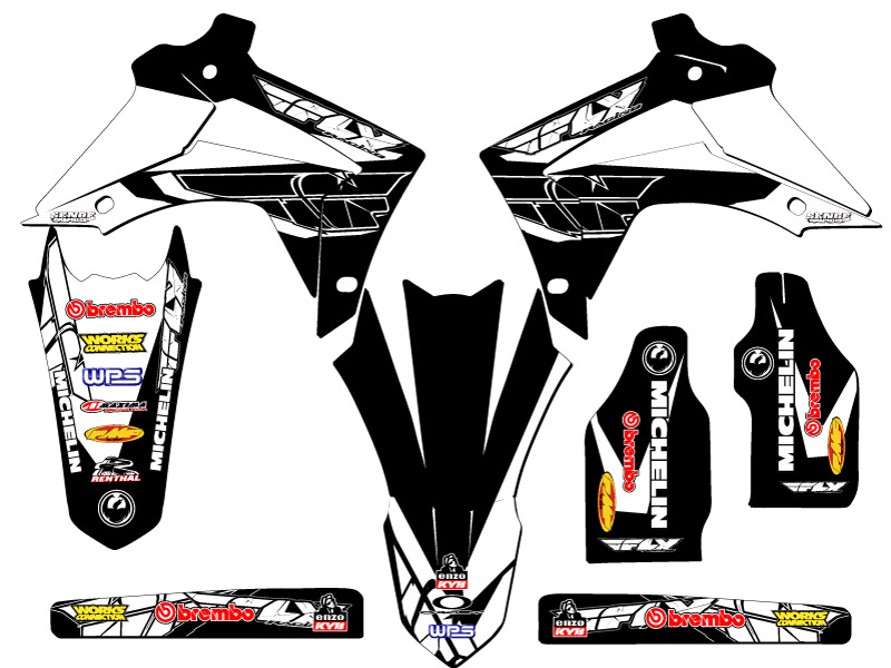 2014-2017 CRF 250 R 13 FLY Black Senge Graphics Kit Compatible with Honda - Picture 2 of 10