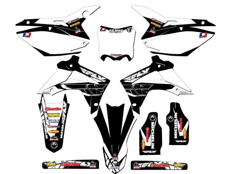 2014-2017 CRF 250 R 13 FLY Black Senge Graphics Kit Compatible with Honda - Picture 5 of 10