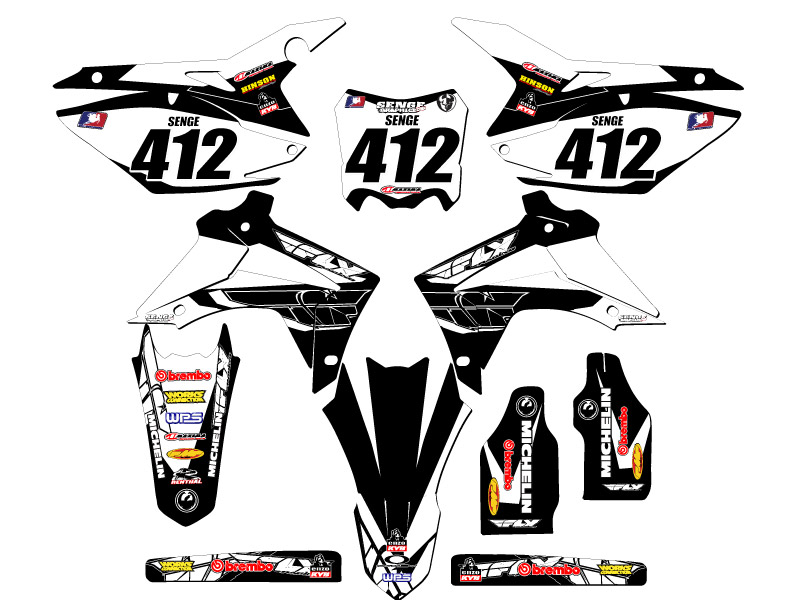 2014-2017 CRF 250 R 13 FLY Black Senge Graphics Kit Compatible with Honda - Picture 8 of 10