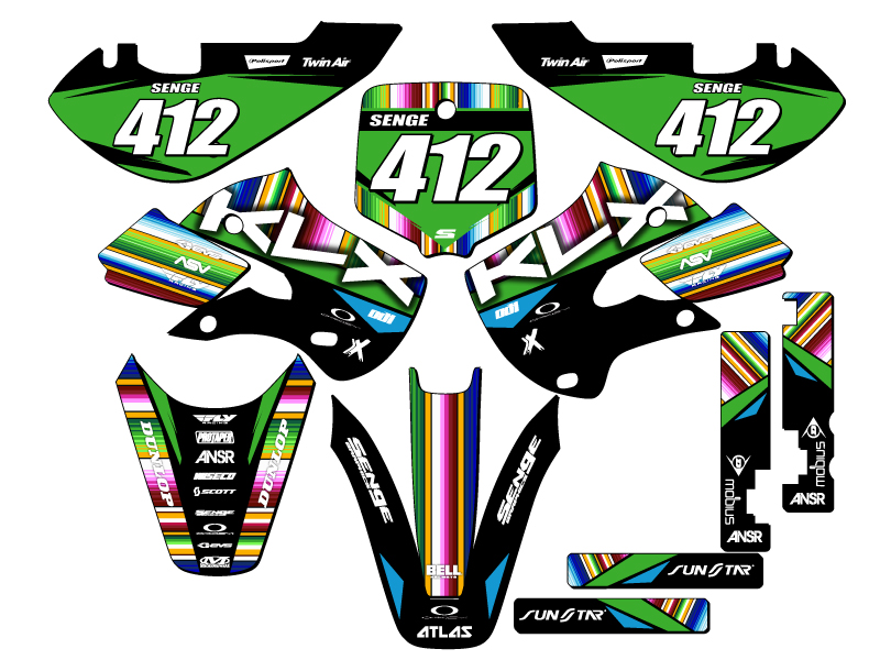 KLX 110 SERAPE 2002-2009 Black Senge kit de gráficos compatible con Kawasaki - Imagen 8 de 10