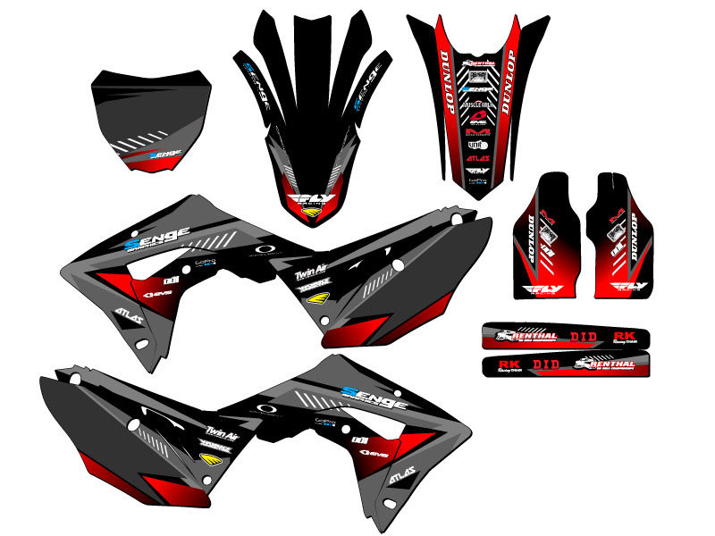 CRF 450 RX SURGE 2017-2018 kit de gráficos Black Senge compatible con Honda - Imagen 5 de 10