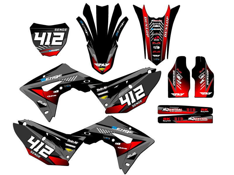 CRF 450 RX SURGE 2017-2018 kit de gráficos Black Senge compatible con Honda - Imagen 8 de 10