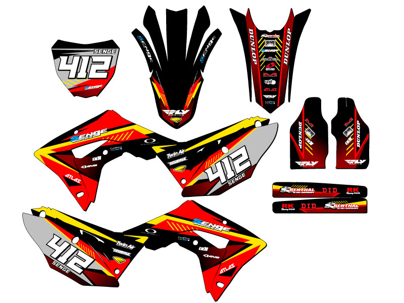 Kit de gráficos Senge Red Senge 2017-2018 CRF 450 RX compatible con Honda - Imagen 8 de 10
