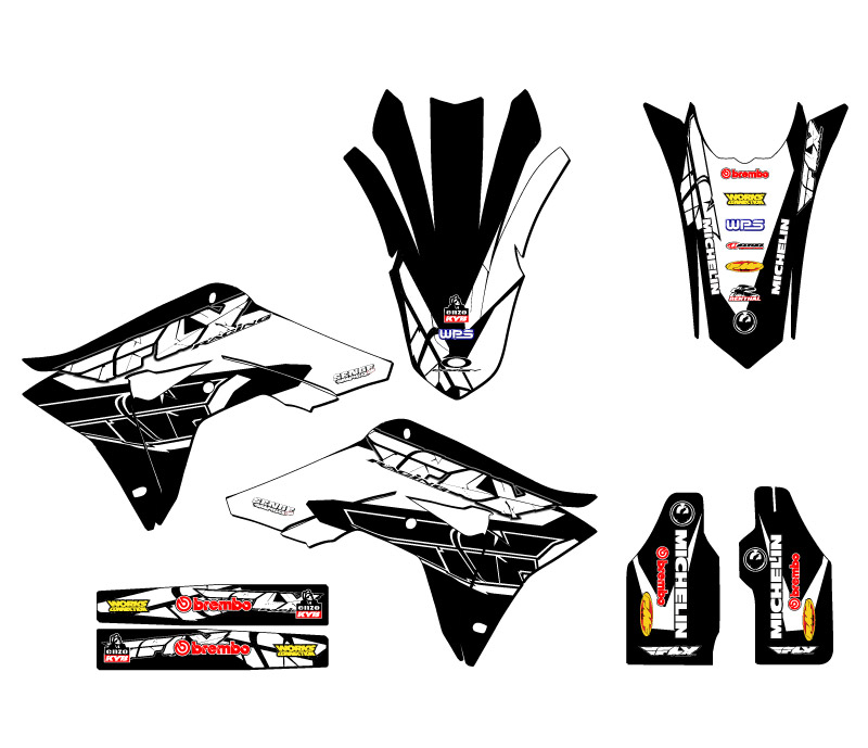 CRF 250 R 13 FLY 2018 kit de gráficos Black Senge compatible con Honda - Imagen 2 de 10