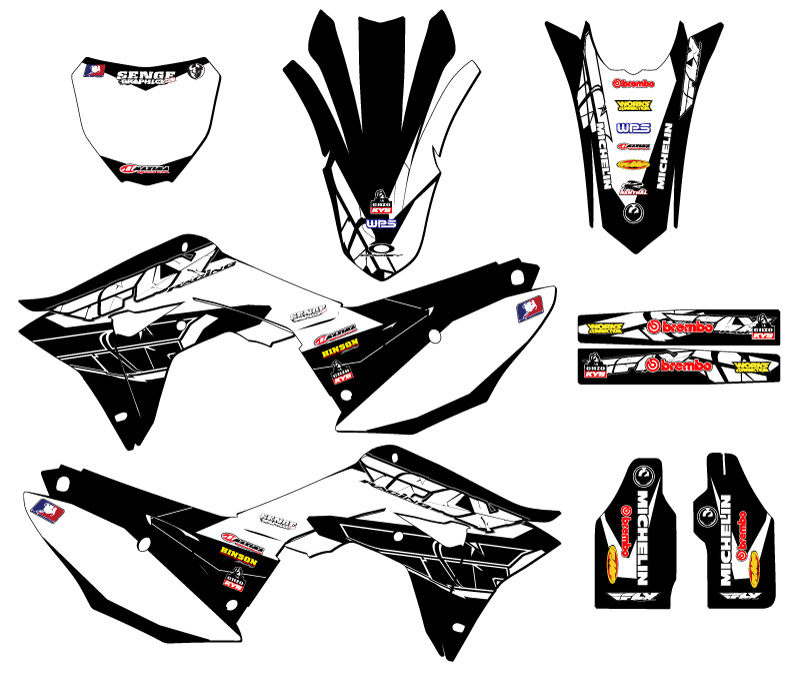 CRF 250 R 13 FLY 2018 kit de gráficos Black Senge compatible con Honda - Imagen 5 de 10