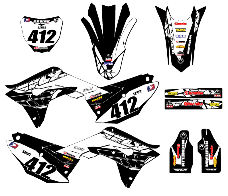 CRF 250 R 13 FLY 2018 kit de gráficos Black Senge compatible con Honda - Imagen 8 de 10