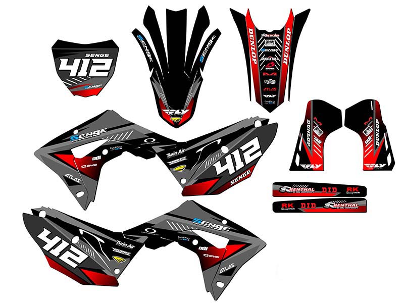 Kit de gráficos CRF 450 RX SURGE 2019-2020 negro Senge compatible con Honda - Imagen 8 de 10