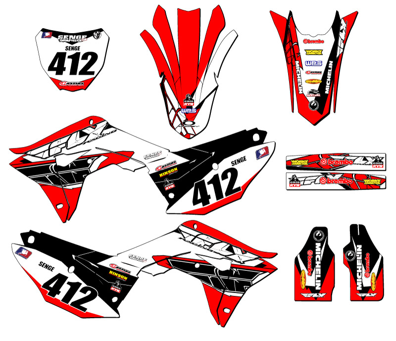 CRF 250 R 13 FLY 2018 Red Senge kit de gráficos compatible con Honda - Imagen 8 de 10