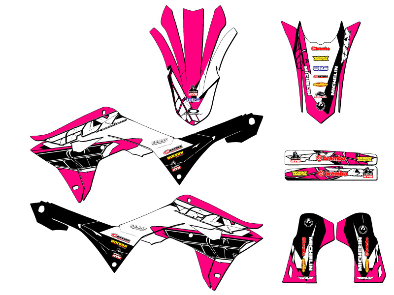 Kit de gráficos CRF 250 R 13 FLY 2019-2021 rosa Senge compatible con Honda - Imagen 2 de 10