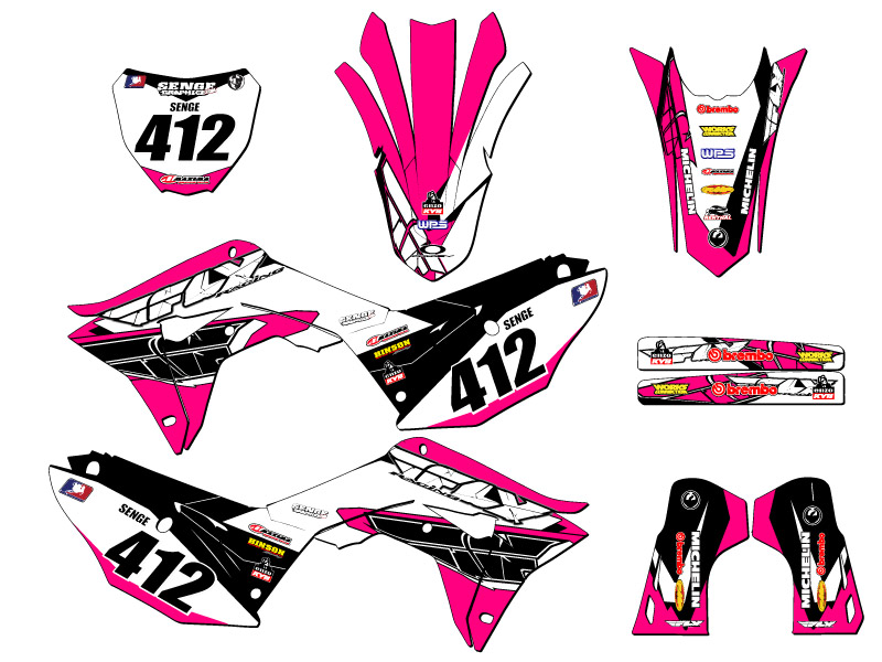 Kit de gráficos CRF 250 R 13 FLY 2019-2021 rosa Senge compatible con Honda - Imagen 8 de 10