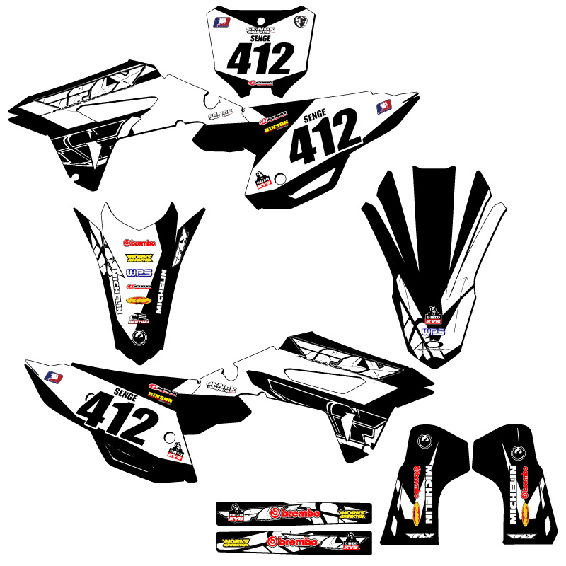2022-2023 CRF 250 R 13 FLY Black Senge Graphics Kit Compatible with Honda - Picture 8 of 10