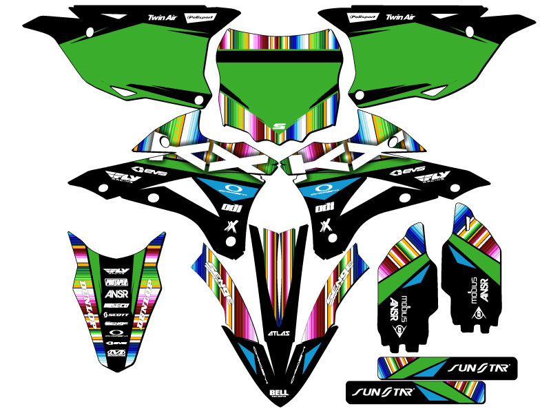 2014-2021 KX 100 SERAPE Black Senge Graphics Kit Compatible with Kawasaki - Imagen 5 de 10