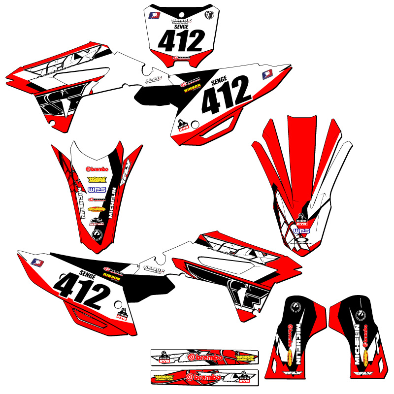2022-2023 CRF 250 R 13 FLY Red Senge Graphics Kit Compatible with Honda - Picture 8 of 10