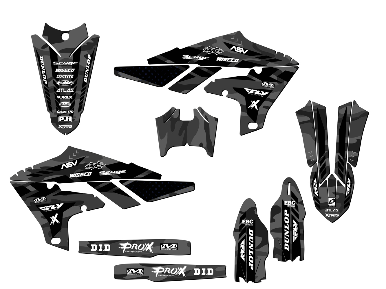 2018-2022 YZ 450 F APACHE Grey Senge Graphics Kit Compatible with Yamaha