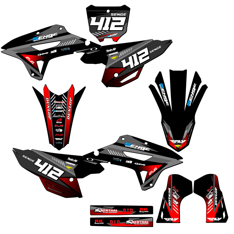 2021-2023 CRF 450 RX SURGE Black Senge Graphics Kit Compatible with Honda - Picture 8 of 10