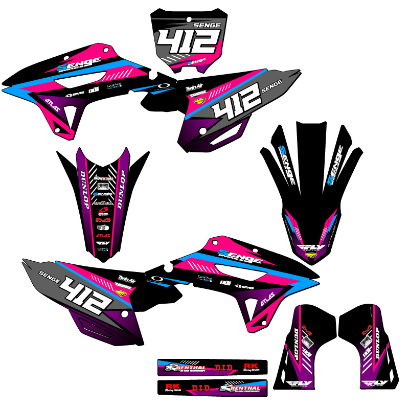 2021-2023 CRF 450 RX SURGE Pink Senge Graphics Kit compatible con Honda - Imagen 8 de 10