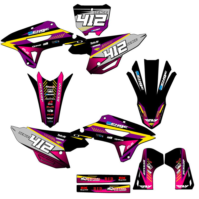 2021-2023 CRF 450 RX SURGE kit de gráficos púrpura Senge compatible con Honda - Imagen 8 de 10
