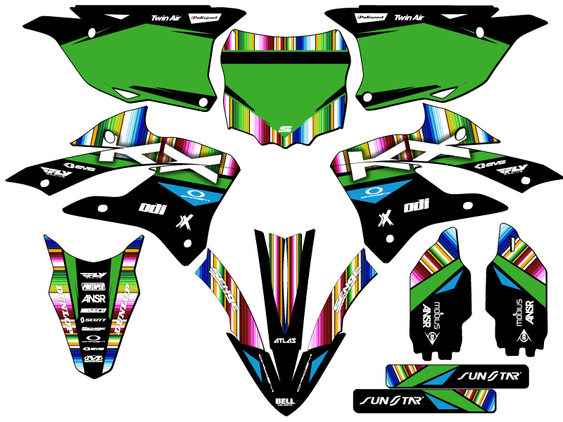 2022-2023 KX 85 SERAPE Black Senge Graphics Kit compatible con Kawasaki - Imagen 5 de 10