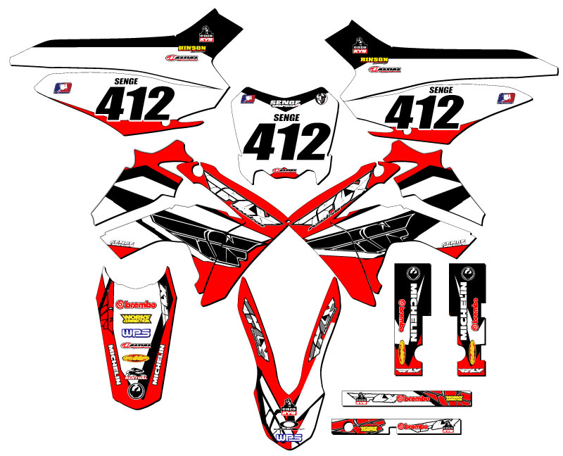 2013-2018 CRF 125 13 FLY Red Senge Graphics Kit Compatible with Honda - Picture 5 of 10