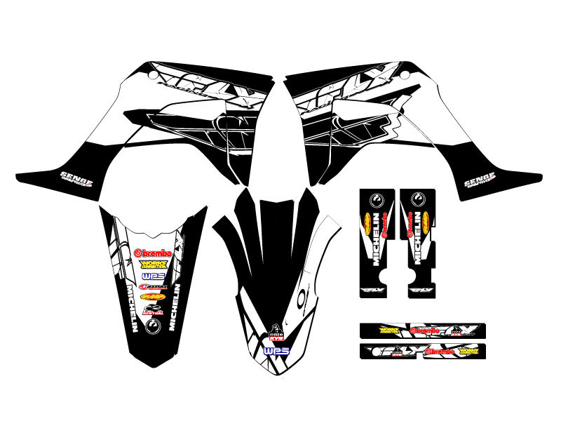 2019-2023 CRF 125 13 FLY Black Senge Graphics Kit Compatible with Honda - Foto 2 di 10