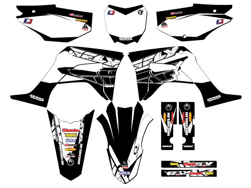 2019-2023 CRF 125 13 FLY Black Senge Graphics Kit Compatible with Honda - Foto 5 di 10
