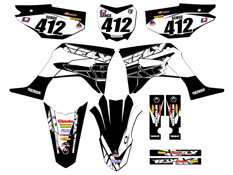 2019-2023 CRF 125 13 FLY Black Senge Graphics Kit Compatible with Honda - Foto 8 di 10