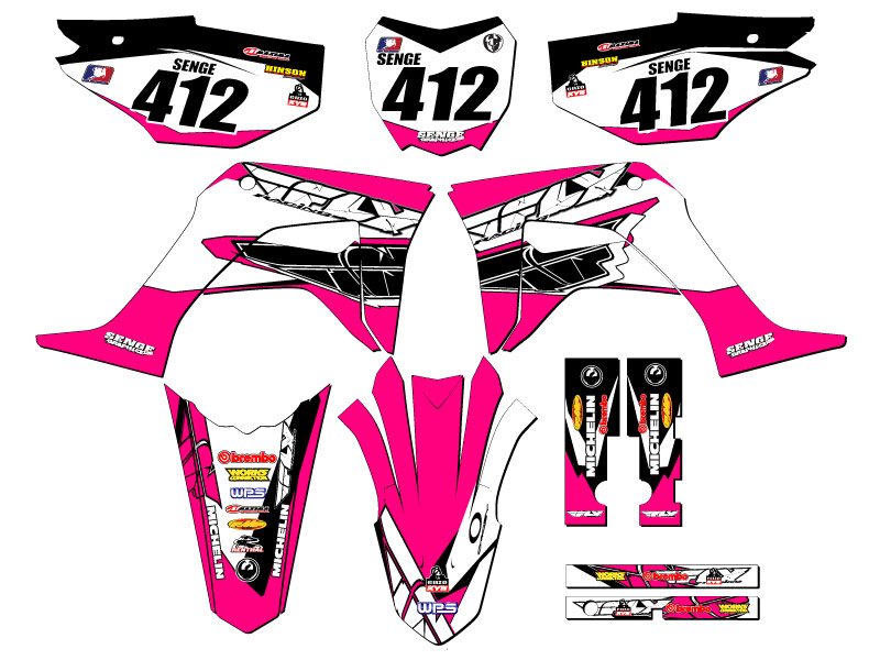 Kit de gráficos Senge rosa 2019-2023 CRF 125 13 FLY compatible con Honda - Imagen 8 de 10