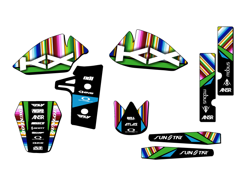 1985-2004 KX 60 SERAPE Black Senge Graphics Kit Compatible with Kawasaki - Picture 2 of 10