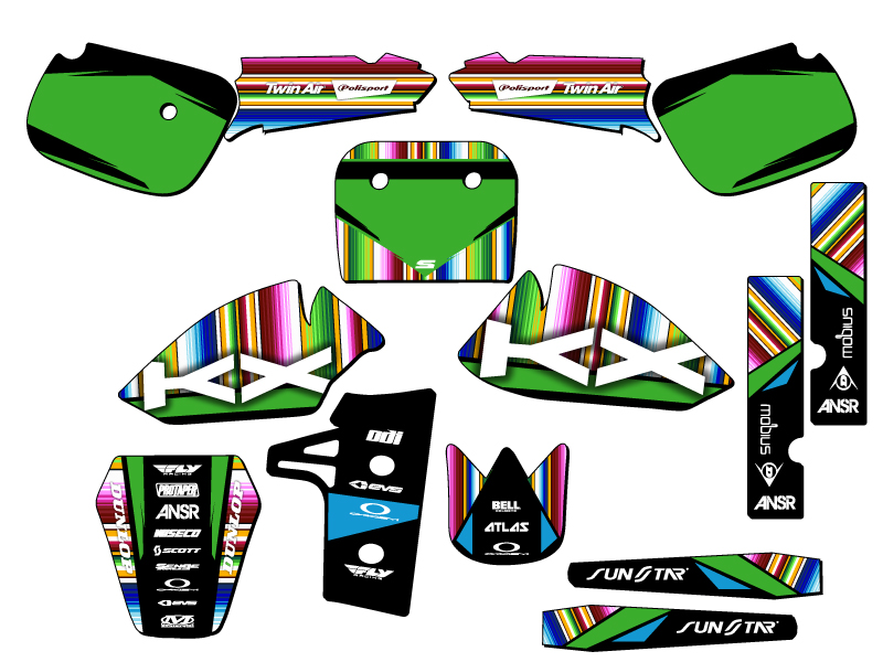 1985-2004 KX 60 SERAPE Black Senge Graphics Kit Compatible with Kawasaki - Picture 5 of 10