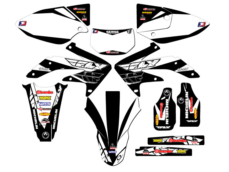 2005-2007 CRF 450 X 13 FLY Black Senge Graphics Kit Compatible with Honda - Foto 5 di 10