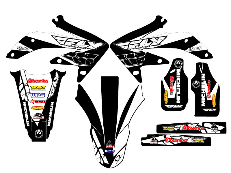 2008-2018 CRF 450 X 13 FLY Black Senge Graphics Kit Compatible with Honda - Foto 5 di 10