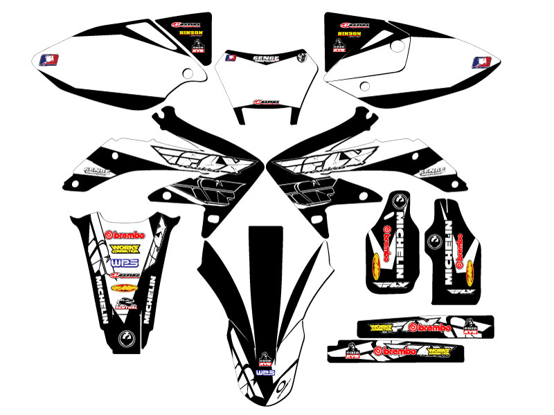 2008-2018 CRF 450 X 13 FLY Black Senge Graphics Kit Compatible with Honda - Foto 8 di 10