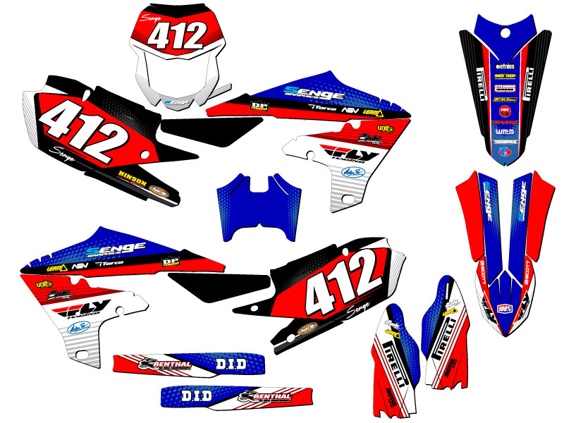 Kit de gráficos WR 450 F RICOCHET 2019-2023 Blue Senge compatible con Yamaha - Imagen 8 de 10