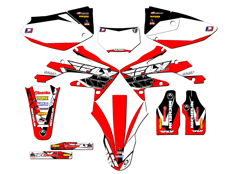 2004-2018 CRF 250 X 13 FLY Red Senge Graphics Kit Compatible with Honda - Picture 2 of 10