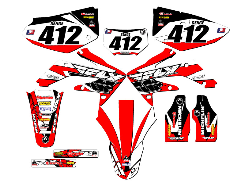 2004-2018 CRF 250 X 13 FLY Red Senge Graphics Kit Compatible with Honda - Picture 5 of 10