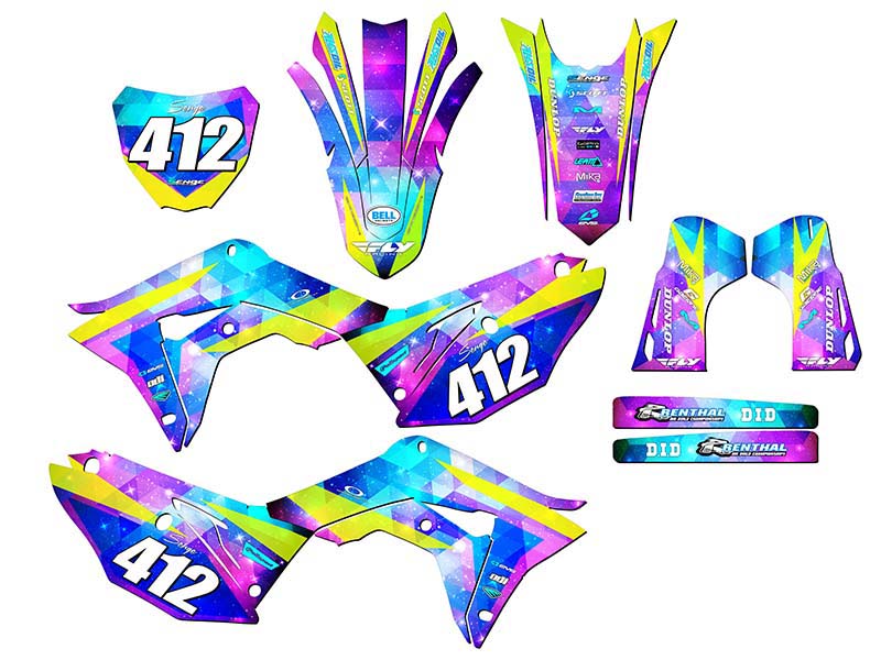 2019-2020 CRF 450 R SPACE KADET Galaxy Senge Graphics Kit Compatible with Honda - Picture 8 of 10