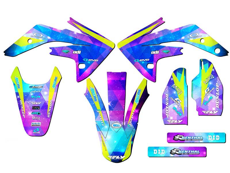 2007-2023 CRF 150 R SPACE KADET Galaxy Senge Graphics Kit Compatible with Honda - Foto 2 di 10