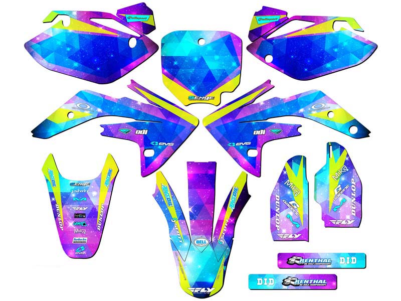 2007-2023 CRF 150 R SPACE KADET Galaxy Senge Graphics Kit Compatible with Honda - Foto 5 di 10