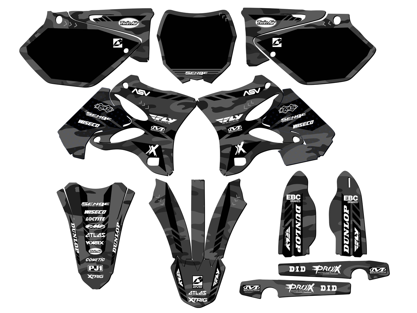 2008-2014 YZ 250 2-STROKE APACHE Grey Senge Graphics Kit Compatible with Yamaha
