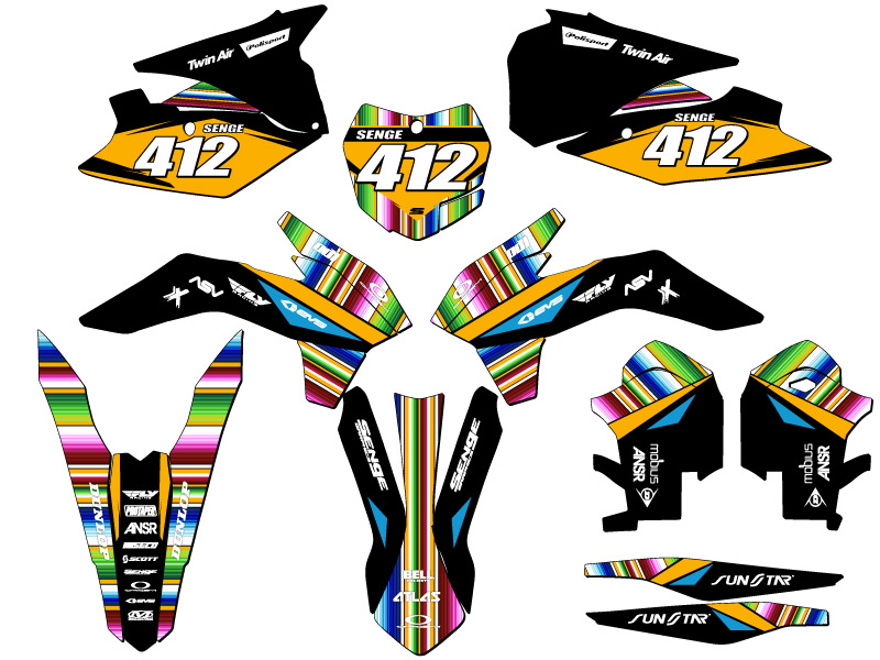2013-2014 SX SERAPE Black Senge Graphics Kit Compatible with KTM - Bild 8 von 10