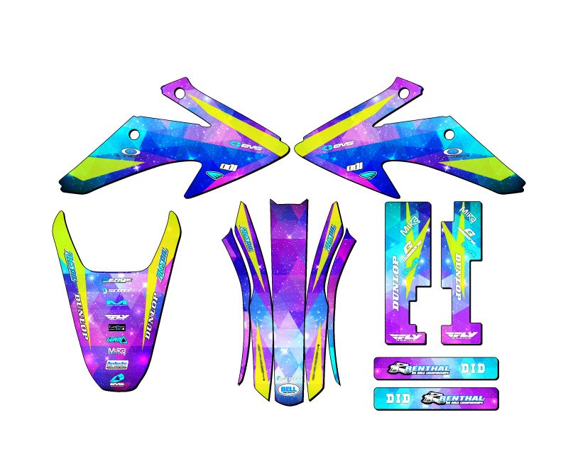 2008-2014 CRF 150 F SPACE KADET Galaxy Senge Graphics Kit Compatible with Honda - Picture 2 of 10