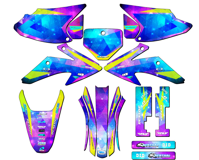 2008-2014 CRF 150 F SPACE KADET Galaxy Senge Graphics Kit Compatible with Honda - Picture 5 of 10