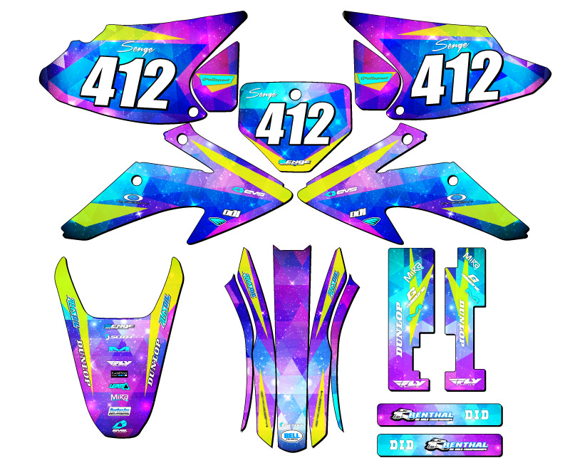 2008-2014 CRF 150 F SPACE KADET Galaxy Senge Graphics Kit Compatible with Honda - Picture 8 of 10