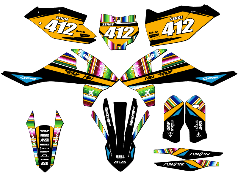 Kit de gráficos 125/150/250 SX SERAPE 2017-2018 Black Senge compatible con KTM - Imagen 8 de 10