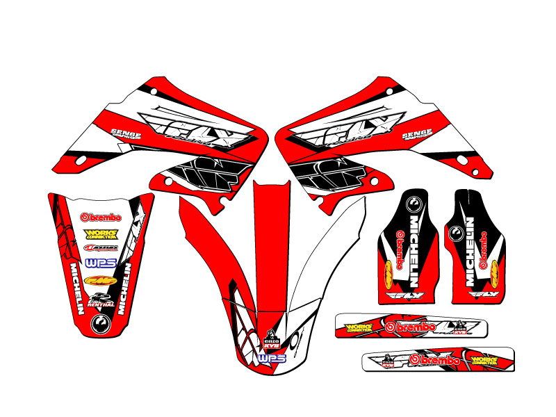 2004-2012 CR 250 R 13 FLY Red Senge Graphics Kit compatible con Honda - Imagen 8 de 10