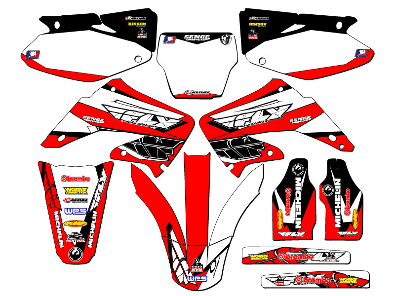 2004-2012 CR 250 R 13 FLY Red Senge Graphics Kit compatible con Honda - Imagen 2 de 10